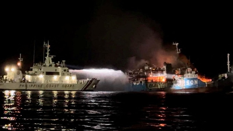 Deadly fire engulfs Philippine ferry as dozens of passengers jump into sea to escape.